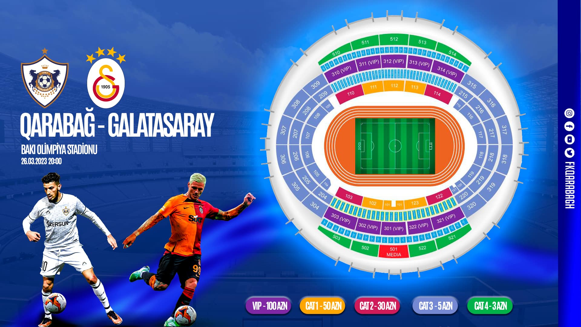 "Qarabağ" - "Qalatasaray" oyununun biletləri bu tarixdə satışa çıxarılacaq