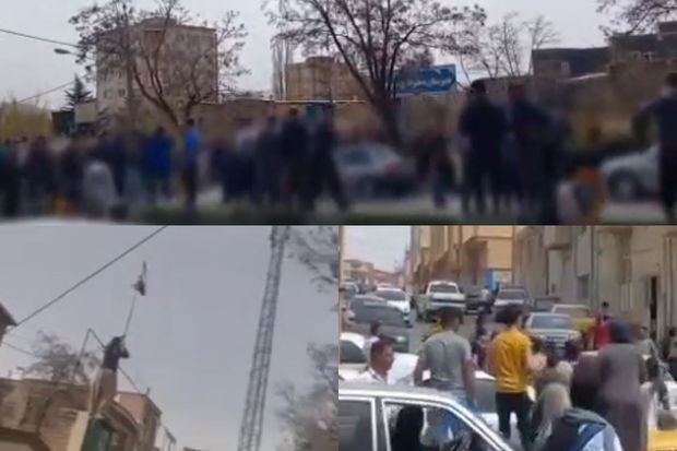 Qərbi Azərbaycanın Saqqız şəhərində İran bayrağı yandırıldı - VİDEO