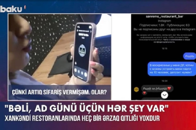 Baku TV-nin müxbiri Xankəndidə banket sifariş verdi - VİDEO