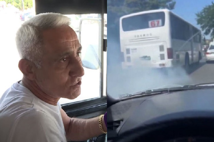 Avtobus sürücüsündən gülünc AÇIQLAMA: “Tüstüləmə istidəndir” - VİDEO