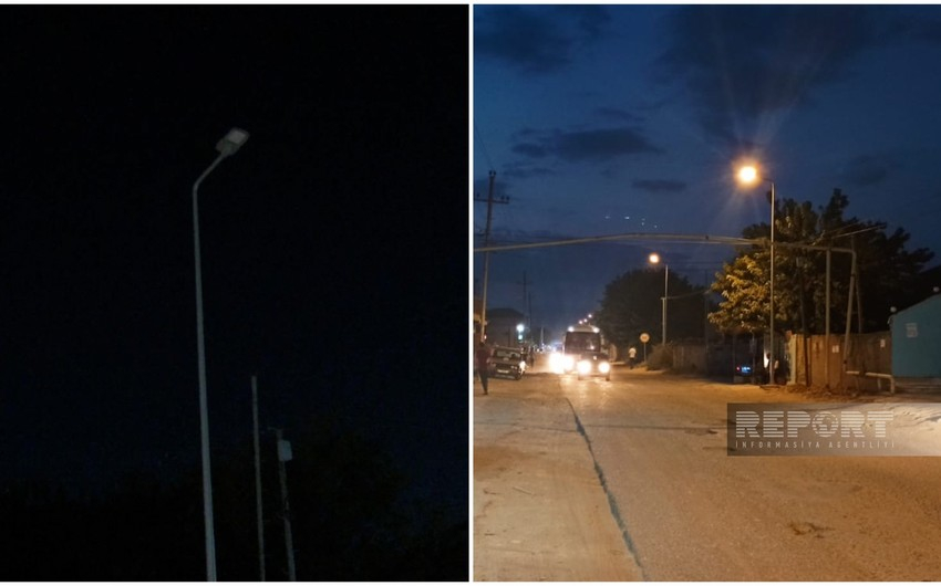 Sarayda küçə lampalarına uzun müddətdən sonra elektrik enerjisi verilib - FOTO