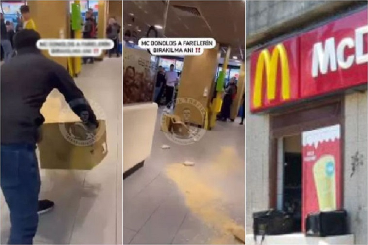 İstanbulda İsrailə qarşı etiraz: “McDonald’s”a siçanlar buraxıldı - VİDEO